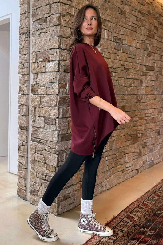 The Soft Tech Jersey Zippy Sweatshirt Burgundy